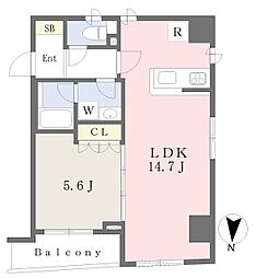 ＡＵＢＥ　ＰＡＬＡＣＥ 2階1LDKの間取り