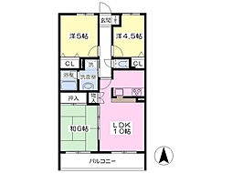 ビューラ石神井公園 3LDKの間取図画像