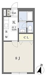 ブランドール 1Kの間取図画像