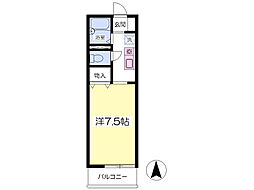 アメニティー平和台B ワンルームの間取図画像