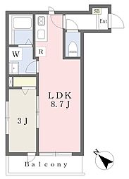 メルベーユ清瀬 1LDKの間取図画像