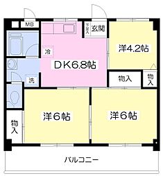 ハイツ・トリウミ 3DKの間取図画像
