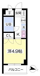 アールエックス平塚 2階1Kの間取り