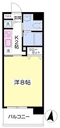 エムタワー湘南 1Kの間取図画像