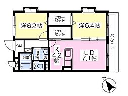 グレースコート 2LDKの間取図画像