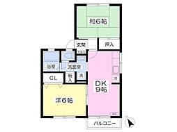 リヴェール湘南 2DKの間取図画像