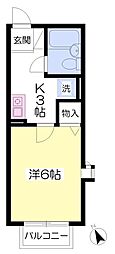 はうすコクーン 1Kの間取図画像