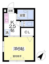 ヴァンクレール 1Kの間取図画像