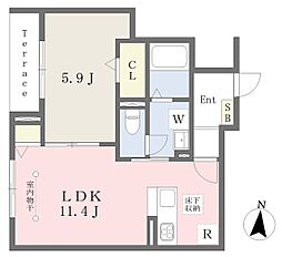 ParkWisteria菊川 1LDKの間取図画像