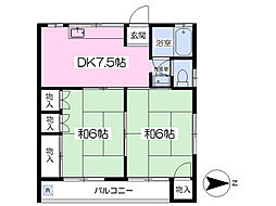 第七コーポ富丈 2DKの間取図画像