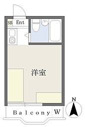 コーポコスモ ワンルームの間取図画像