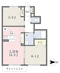 シャーメゾングレース 2LDKの間取図画像
