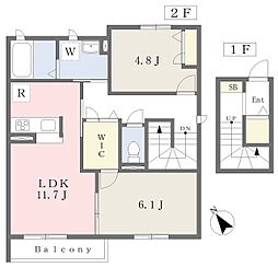 ジェンティル 2LDKの間取図画像