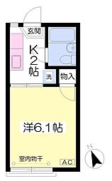 MaisondeAmemiya2 1Kの間取図画像