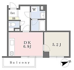 カーサ・フォレストーネ東中野 1DKの間取図画像