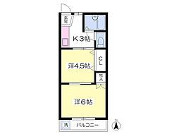 ブラウン館 2Kの間取図画像