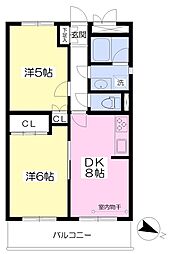 ベルフィオーレ上井草 2DKの間取図画像