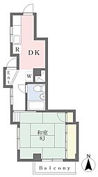 白鳥マンション 1DKの間取図画像