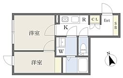 杉並区高円寺北3丁目マンション 2Kの間取図画像