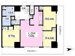 クラヴィーア江坂広芝町 12階3LDKの間取り