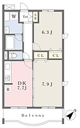 パインフィールド3rd 2DKの間取図画像