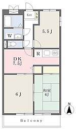 サンビレッジ摂津A棟 3DKの間取図画像