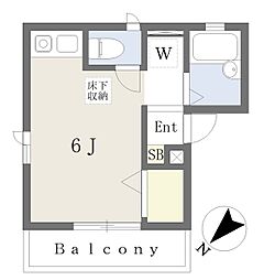 プリュムエトワール ワンルームの間取図画像