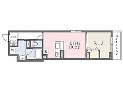 シャーメゾン二条城 1LDKの間取図画像