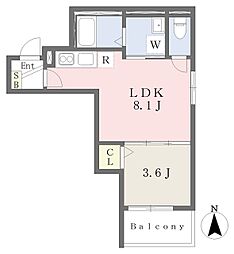 エル太秦 1LDKの間取図画像