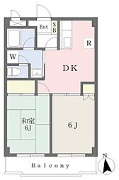 ドミール北綾瀬 2DKの間取図画像
