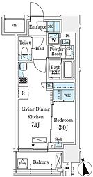 シーズンフラッツ浅草六丁目 1DKの間取図画像