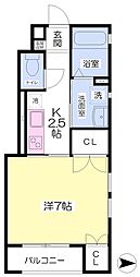 ソレイユ・ルヴァン 1Kの間取図画像