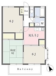 ホワイトハウス弐番館 3Kの間取図画像
