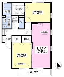 ブランシェB 2LDKの間取図画像