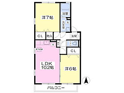 ヴァンヴェール泉A 2LDKの間取図画像