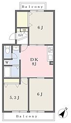 リリー本郷台12号棟 3DKの間取図画像