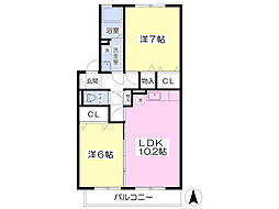 ヴァンヴェール泉A 2LDKの間取図画像