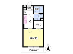 フェンテB 1Kの間取図画像