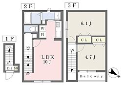 中央三丁目アパートメント新築工事 201 2階2LDKの間取り