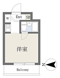 サンライズビル ワンルームの間取図画像