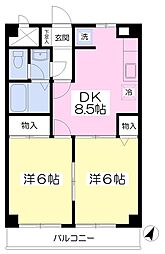 カンファー新宿 2DKの間取図画像