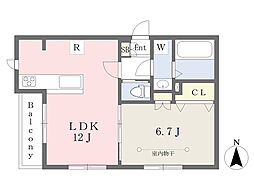 ヴィレッジ松 1LDKの間取図画像