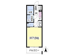 パークサイドアロー 1Kの間取図画像
