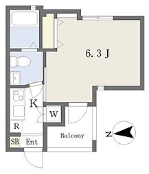 ラメール新川崎 1Kの間取図画像