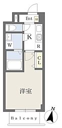 トレフル立花 1Kの間取図画像