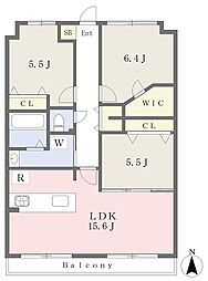 ラ・ビスタ宝塚オクシア 3LDKの間取図画像