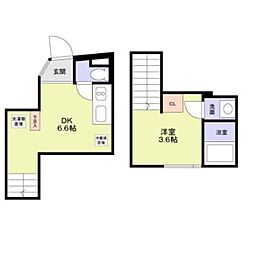 Ｋａｇｕｒａｚａｋａ　Ｔｅｒｒａｃｅ 1階1DKの間取り