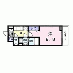 ベル西早稲田 301 3階1Kの間取り