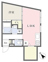 レーヴレジデンス市ヶ谷 1LDKの間取図画像