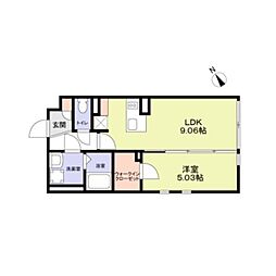 新宿区市谷台町マンション 1LDKの間取図画像